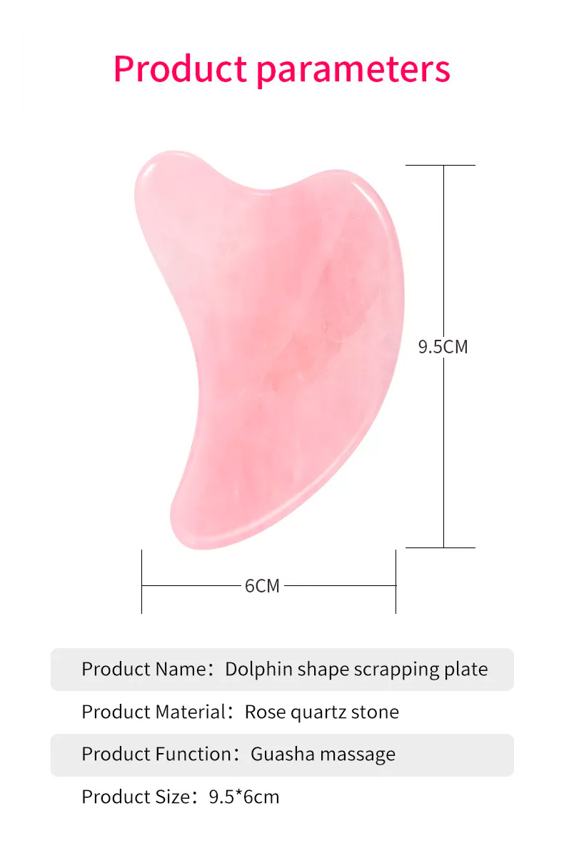 Heart Shaped Scraping Massage Tool Rose Quartz Pink Jade Stone