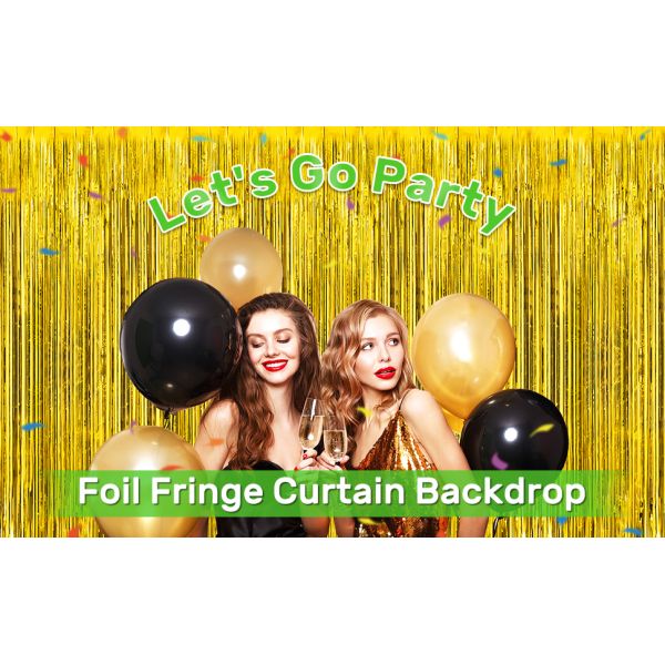 Backdrop For Party Decorations, Foil Fringe Backdrop Curtains, Tinsel Streamers For Birthday Party Decorations