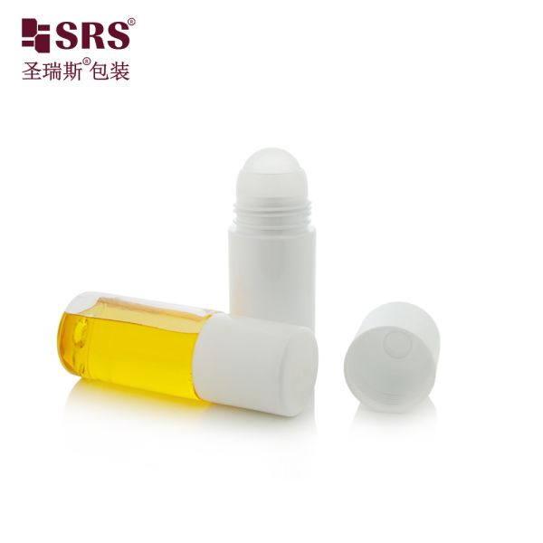 PET43-130ML Empty White Round Eco Friendly PET Plastic Bottle With Big Roller Ball For Massage