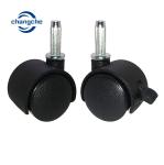 Black PVC Furniture Castors Wheels Tool With Stem 40MM