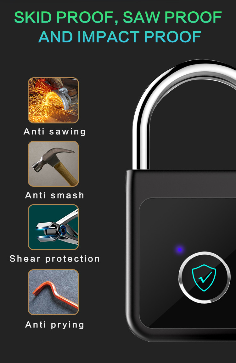 Smart Door Lock Keyless Fingerprint Padlock Safety Biometric Digital Finger Print Electronic Pad Locks