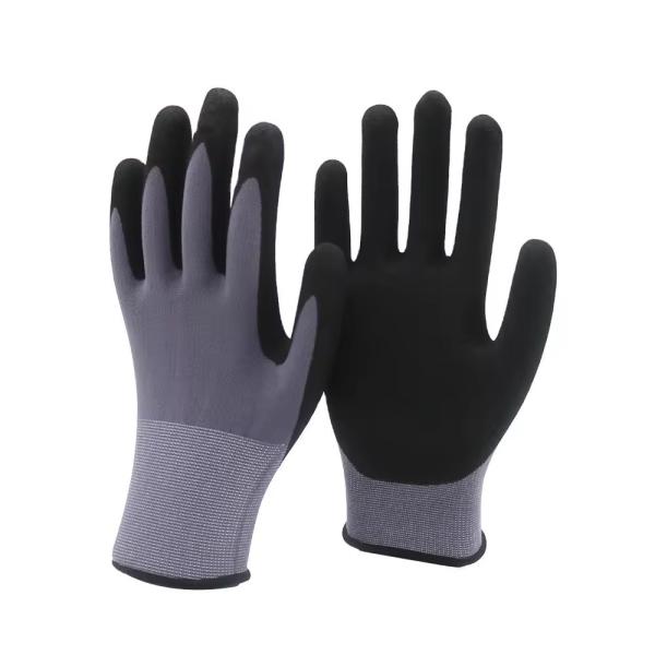15G Nylon Spandex Sandy Nitrile Coated Gloves Work Gloves Safety Construction