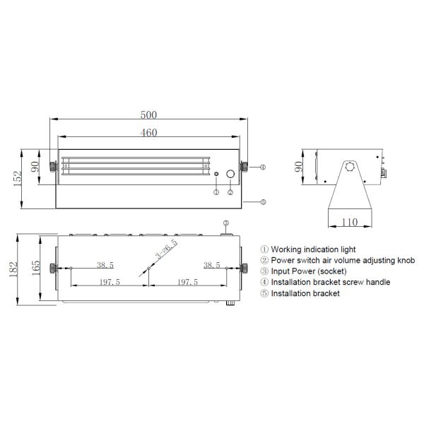 15W Long Distance Flow Ionizer Blower Industrial static elimination blower