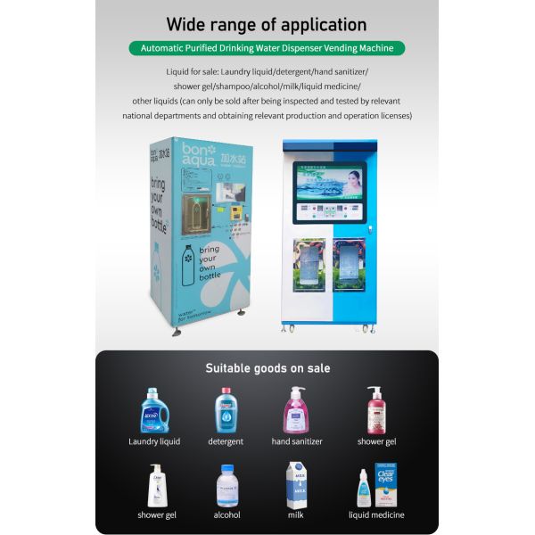 400-1200gallons/day Capacity Outdoor Indoor IC Coins Banknotes Credit Cards Support Customized Sale Water Vending Machine