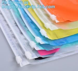 Wholesale Garment EVA Frosty Slider Zipper Bag, Zipper Sealed Slider Gusset Cosmetic Bag Makeup Case Plastic Waterproof Bags, zip from china suppliers