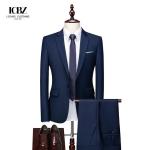 Formal Clothes Suits for Men Powder Blue Polyester Viscose Fabric 2-Piece Office