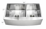 36 Inch Apron Stainless Steel Kitchen Sink Curved Front Farm Brushed Surface /