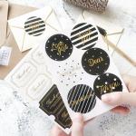 Custom Logo Hot Stamping Matte Black Adhesive Label Sticker Round