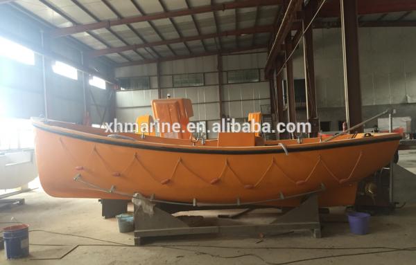 Fire reinforced plastic open type life boat with davit