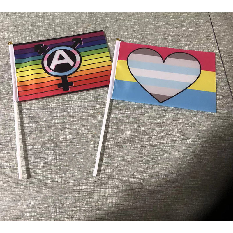 Customized Shake Handheld Pride Flag 14cmx21cm 100d Polyester