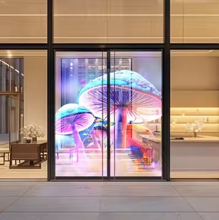 Manufacturer Price Self-adhesive Advertising Display Ultra-thin Transparent LED Commercial Window Display Indoor Video Wall