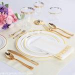 10.25'' Hot Selling Plastic Plate With Gold Rim Factory Wholesale Bulk Custom