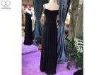 Sling Black A Line Prom Dress Deep V Neck Sweetheart Blue Beading Stretch Fabric