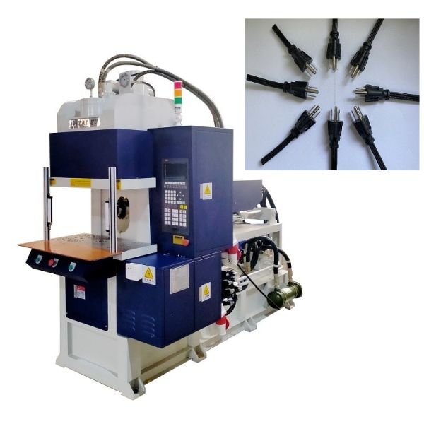 High Efficiency 55 Ton Vertical Injection Molding Machine For Power Cord With Blue Color