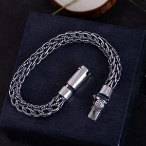 Wholesale Retro Handmade 925 Sterling Silver Rope Chain Mens Bracelet(060670) from china suppliers