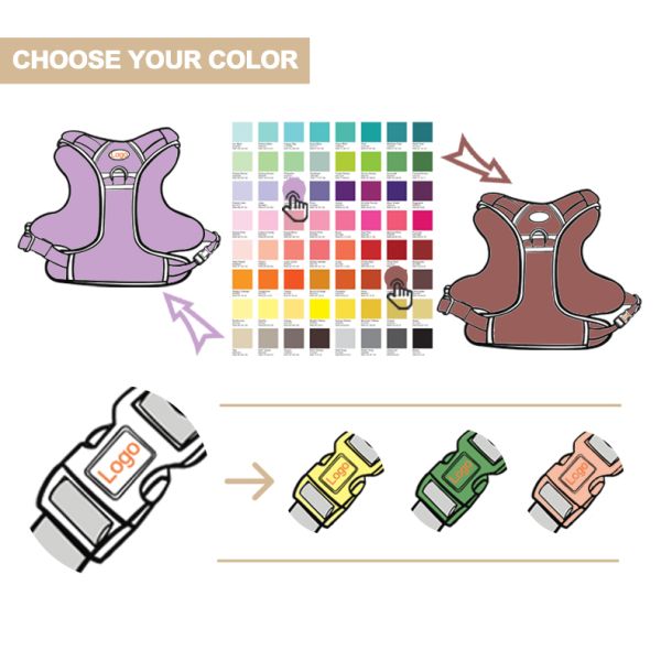 Colorful Small Dog Backpack Harness Adjustable Pet Harness Backpack With Traction Rope