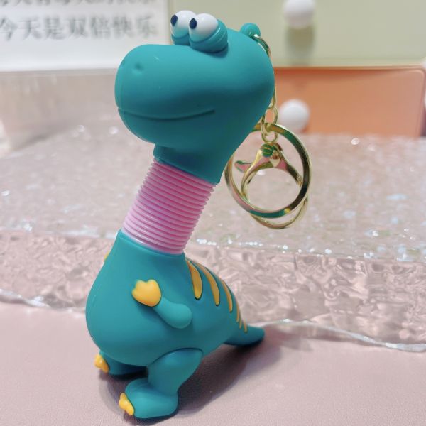 Year Gift Tastless Animal Silicone Stainless Steel Pendant Keychain with Cartoon Design