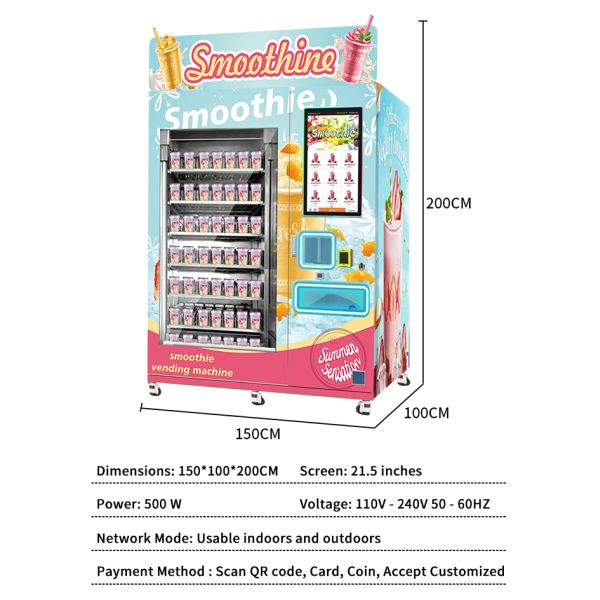 Cooling System Compressor Smoothie Vending Machine with Stainless Steel Material and Convenient Credit Card Payment