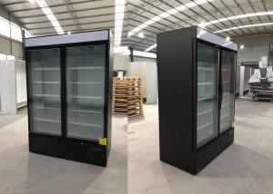 Wholesale Commercial Two Glass Door Display Fridge With Canopy In RAL9011 Matt Black from china suppliers