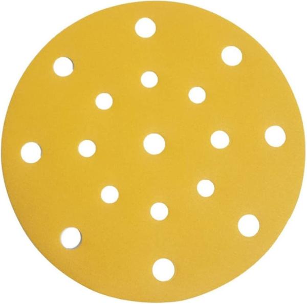 6" 5" PSA Hook Loop Sandpaper Sanding Disc / Gold Aluminum Oxide Grain