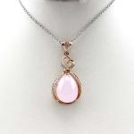 Rose Gold Plated 925 Silver 12mmx16mm Rose Quartz Drop Pendant(PSJ0277)