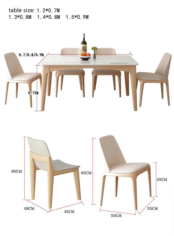 Nordic 6 Seater Luxury Marble Dining Table Set Scratch Resistant Customized Size