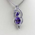 Sterling Silver Yellow Citrine Cubic Zircon Pendant Necklace (PSJ0383)