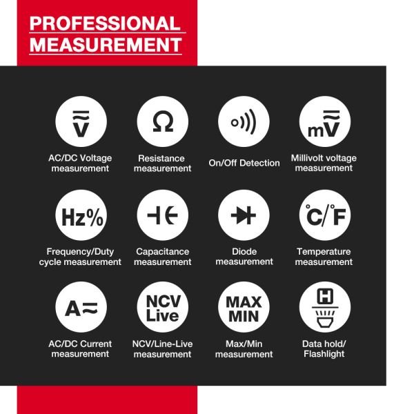 HT128 Digital Multimeter 6000 Counts Smart Measurement Auto-Ranging Voltmeter Tester AC/DC Capactiance Measures