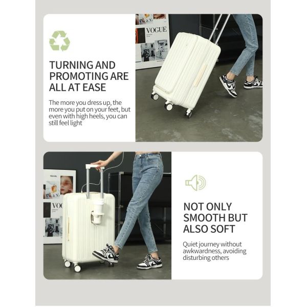 ABS New Multi-Functional Front-Opening Suitcase 20-Inch Hard-Shell Suitcase with Spinner Wheels Front-Opening Pocket Suitcase -1988