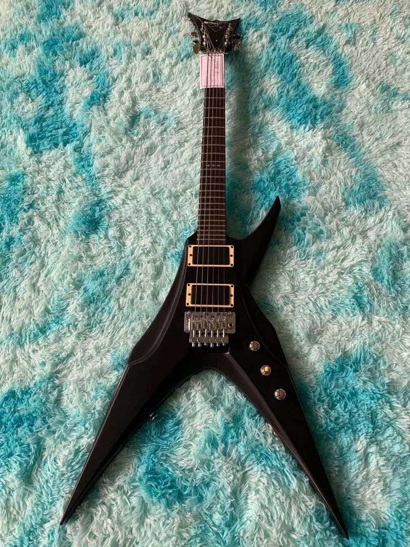 6 Strings Guitar 39 Inch V Shape Electric Guitar Neck Through Active Guitar Mahogany Wood Body Matte Pink Green Black Re