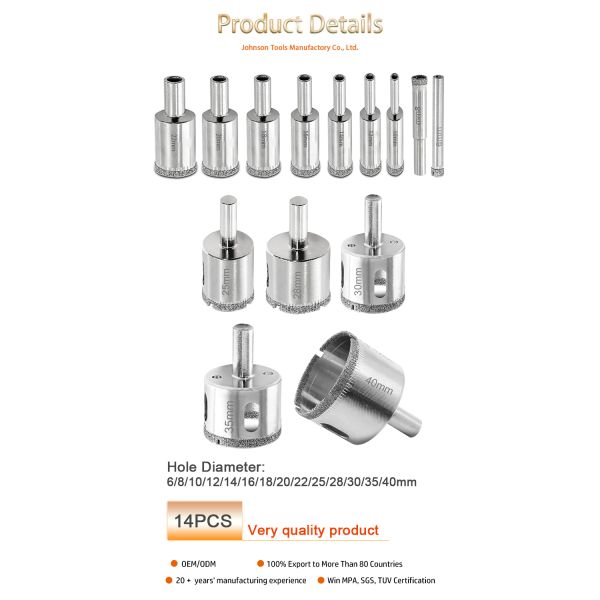 Electroplated Diamond Tools Diamond Core Bit For Drilling Glass / Ceramic / Tile