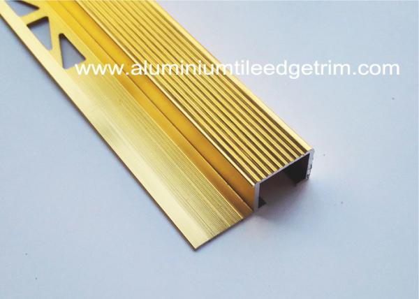 Brushed Metal Aluminum Stair Nosing , Ti Gold Metal Stair Bullnose For Ceramic