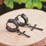 Circle Round cross earrings for men Stainless Steel Pendant Stud Earrings Punk
