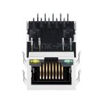 LPJM4538GENL Single Port 5G Base-T RJ45 Jack Integrated Magnetics Tab Down Green