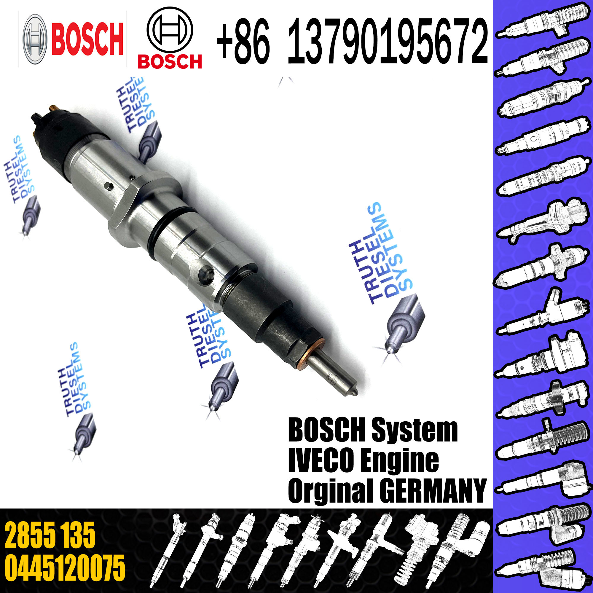 High Quality Diesel Fuel Injector 2855135 504128307 0445120075 For IVECO/CASE IH/NEW HOLLAND