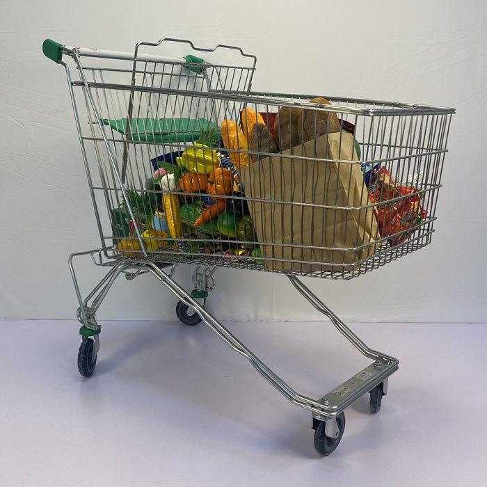 Metal General 180L Store Shopping Cart CE Certificate Foldable Steel Shopping Cart