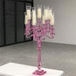 Blue Crystal Glass Candelabra Hurricane 9 Arm White Crystal Candelabra For Event
