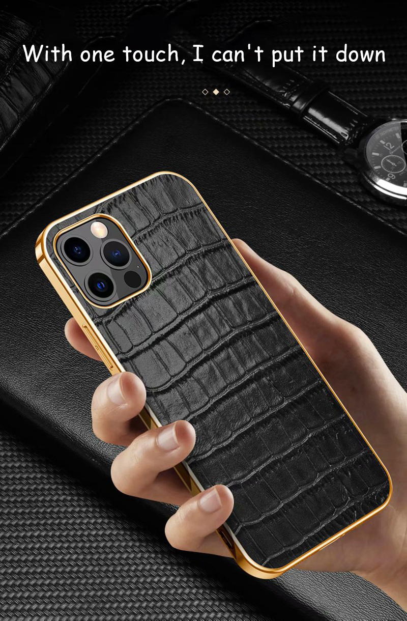 Shockproof Luxury Crocodile Skin Pattern Leather Phone Case for iPhone 12 13 14 Pro Max