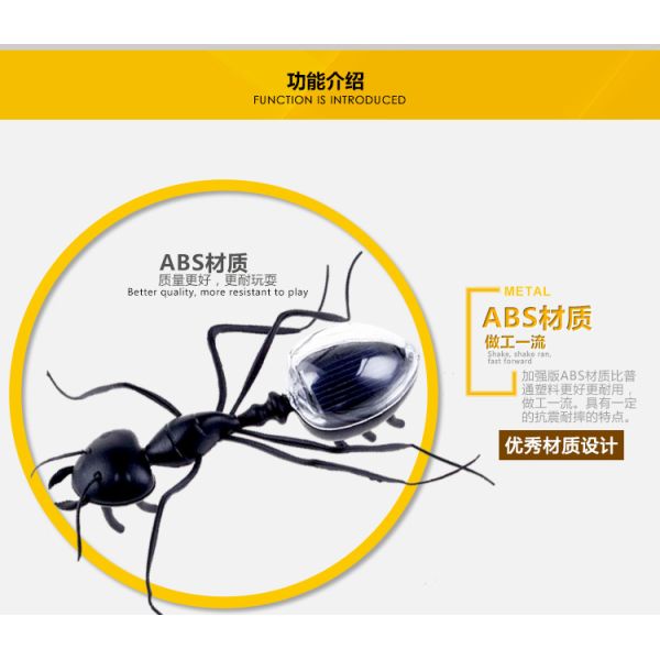 High Quality Black Creative Science Solar Power Novelty Gifts Plastic Promotional Solar Toys Ant