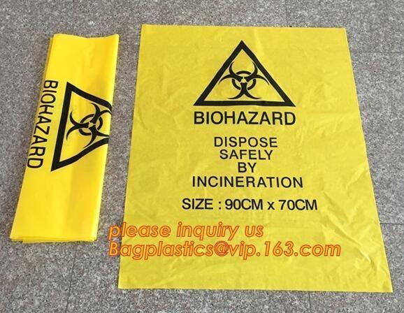 heavy duty red medical biohazard garbage trash bags, PE Eco-friendly biohazard