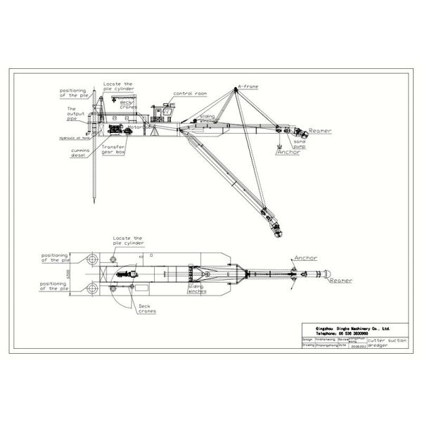 Cummins Diesel Enigne 16inch Cutter Suction Dredger with Anchor Rod