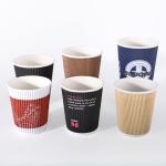 Disposable Recyclable Ripple Cups With Lids For Hot Drink Customer'S Logo