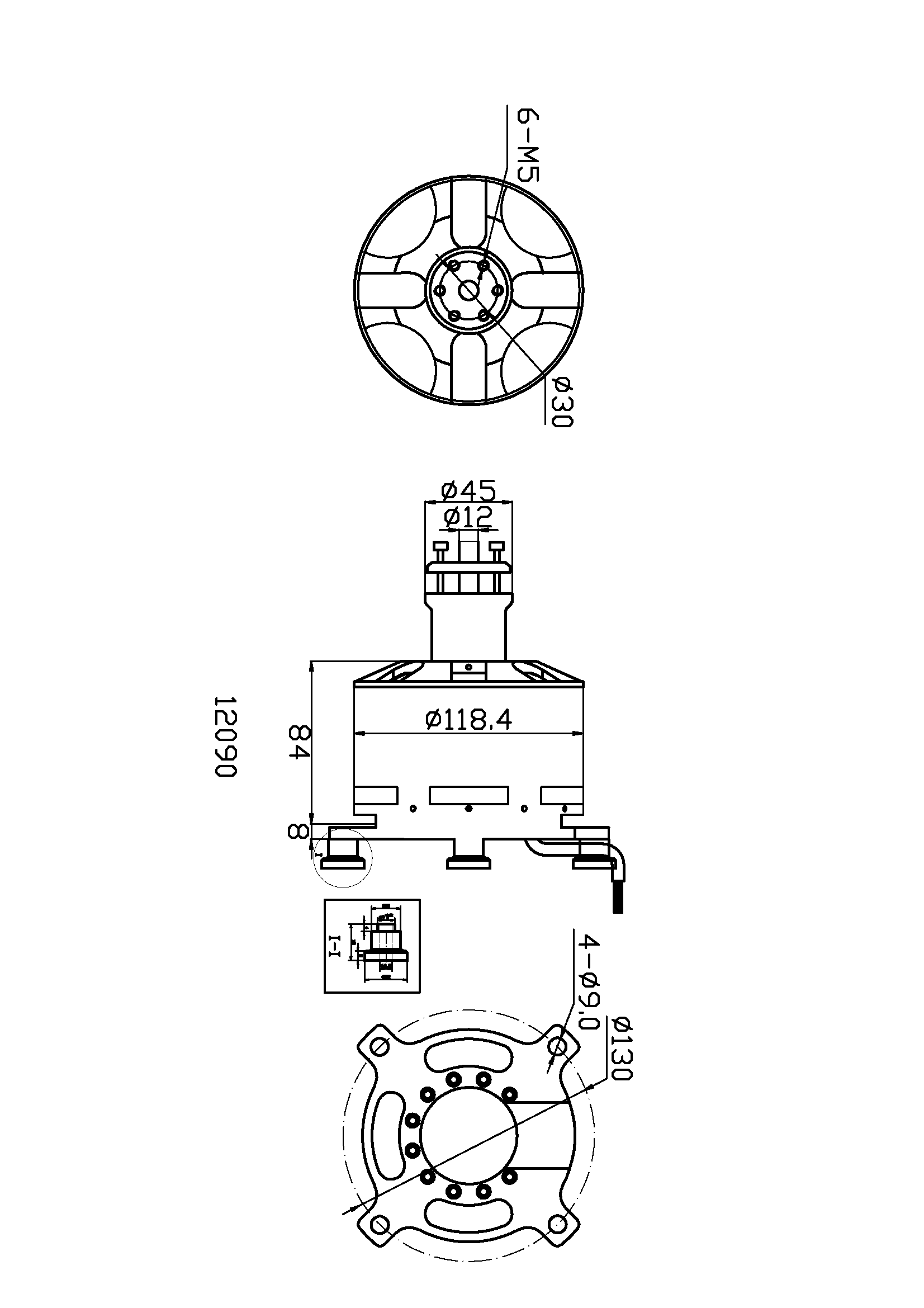 12090 BLDC Motor 42KG Thrust 9KW for Heavy Lift Drones