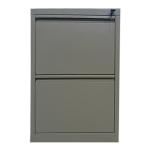2 Drawers Metal Filing Cabinet Matt Light Grey RAL7035 With Swan Neck Grip