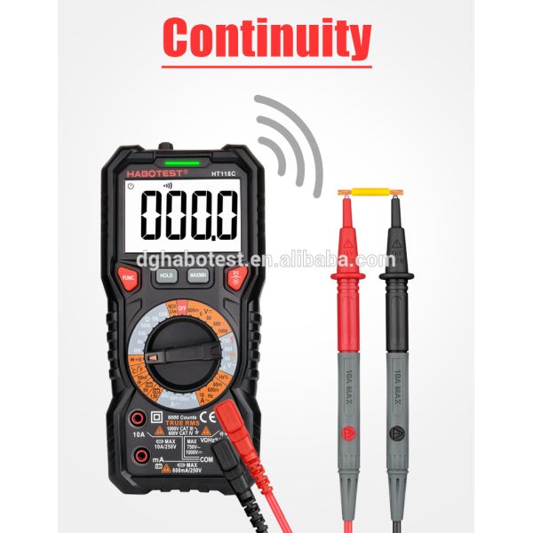 10A 6000 Counts Handheld Digital Multimeter , 750V Capacitance Test Multimeter