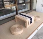 The Cane Makes Up Tea Table Natural Straw Woven Floor Table