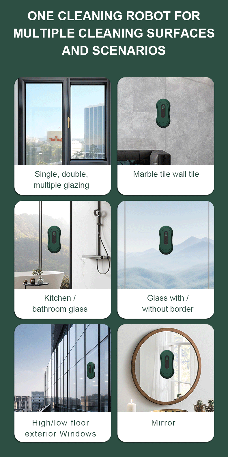 50ml Water Tank Window Cleaning Robot Ultra Thin Intelligent Skyscraper Window Cleaner Robot